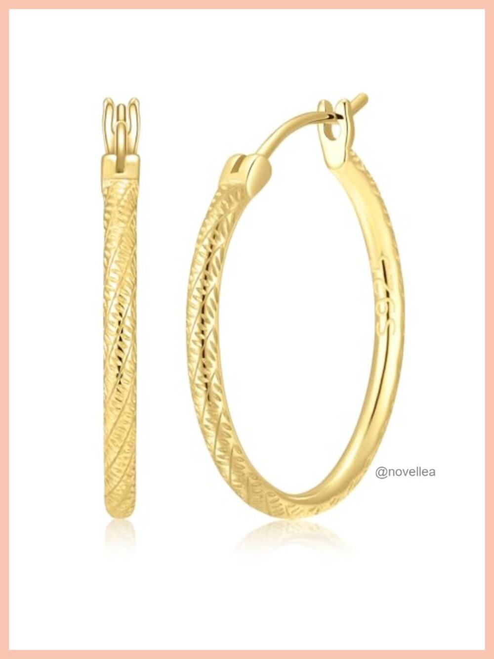 14K Gold Vermeil Hoop Earrings for Women - 25mm 925 Sterling Silver